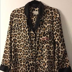 Kate Spade Leopard satin pajama set Sz L